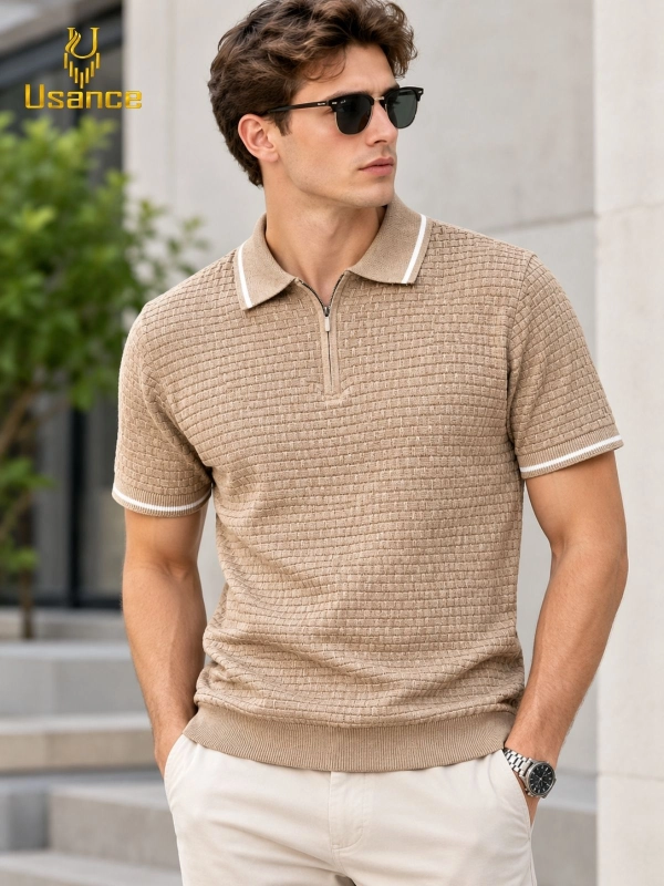 Premium Textured Half Sleeve Winter Knit Polo
